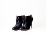 Prada Purple and Black Suede and Leather Heeled Ankle Boots Size 38