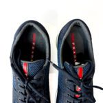 Prada Black/Navy Blue Nylon Lace Up Sneakers Size 40 - Image 6