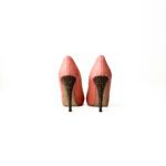 Fendi Orange Python Embossed Leather Peep Toe Platform Pumps Size 39 - Image 3