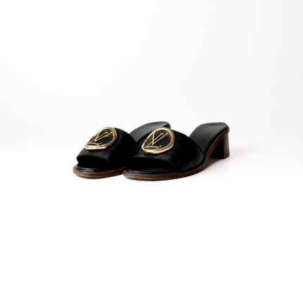 Louis Vuitton Lock It Heeled Mules — Black Leather, Size 38