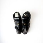 Prada Dark Brown Croc Leather Cut Out Elastic Open Toe Platform Pumps Size 35.5 - Image 4