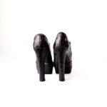 Prada Dark Brown Croc Leather Cut Out Elastic Open Toe Platform Pumps Size 35.5 - Image 3