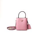 Prada Panier Small Saffiano Leather Handbag in Petal Pink