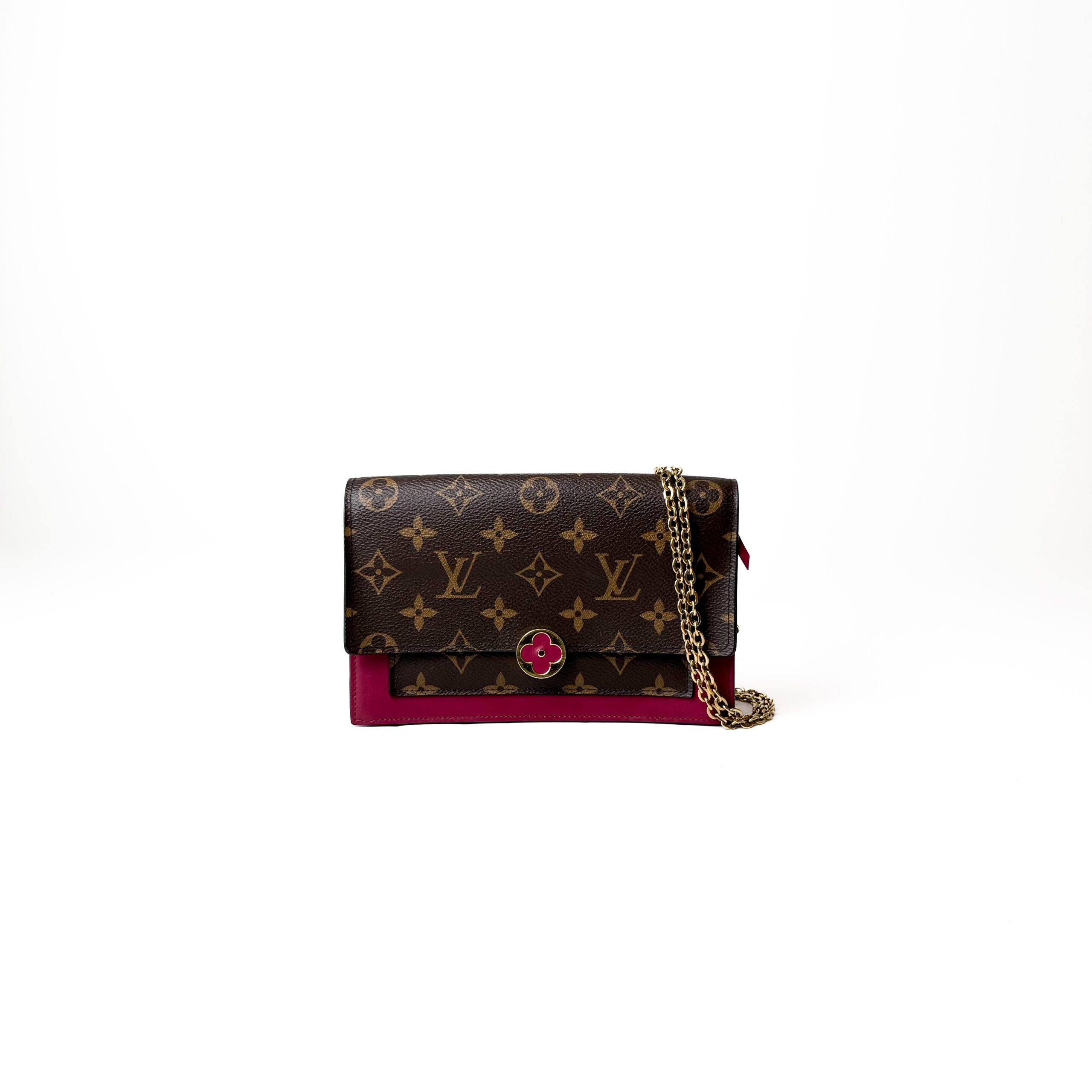 IMG_6353 Louis Vuitton Flore Chain Wallet in Monogram Canvas with Fuchsia Leather - Image 1