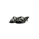 Louis Vuitton Black Velvet Crystal Embellished Slides Size 41