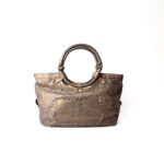 Jimmy Choo Shimmery Bronze Leather Laser Cut Out Open Tote
