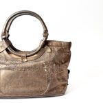 Jimmy Choo Shimmery Bronze Leather Laser Cut Out Open Tote - Image 2
