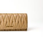 Miu Miu Beige Matelassé Leather Continental Wallet - Image 2
