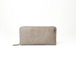 Fendi Beige Textured Leather Zip Long Bifold Wallet