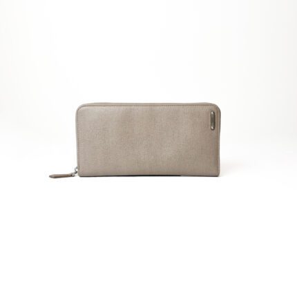 Fendi Beige Textured Leather Zip Long Bifold Wallet