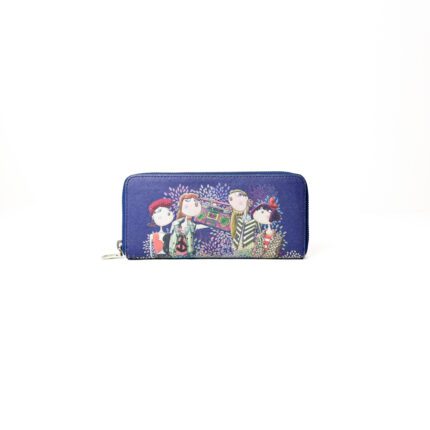 Love Moschino Multicolor Print Canvas Zip Around Wallet