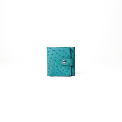 KP New York Inc. Blue-Green Ostrich Leather Wallet