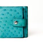 KP New York Inc. Blue-Green Ostrich Leather Wallet - Image 2