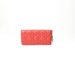 Dior Tricolor Cannage Leather Lady Dior Fold Wallet