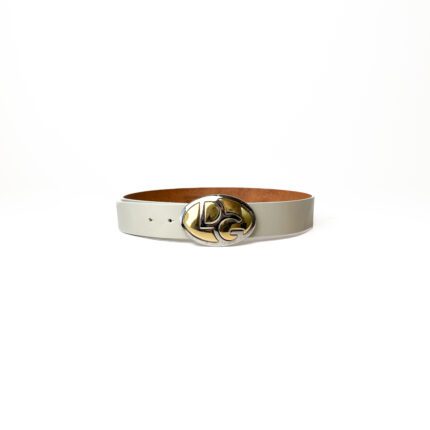 Dolce & Gabbana Beige Grained Leather Logo Buckle Belt 75 CM