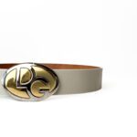 Dolce & Gabbana Beige Grained Leather Logo Buckle Belt 75 CM - Image 2
