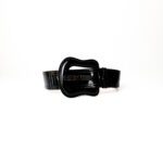 Fendi Wide Black Patent & Black Leather Logo Belt 95