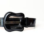 Fendi Wide Black Patent & Black Leather Logo Belt 95 - Image 2