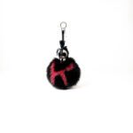 Fendi Black/Red Lambskin Fox Fur Super Karlito Karl Lagerfeld Pom Pom Bag Charm