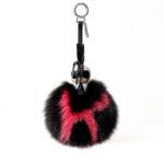 Fendi Black/Red Lambskin Fox Fur Super Karlito Karl Lagerfeld Pom Pom Bag Charm - Image 2