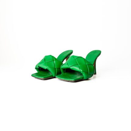 Bottega Veneta Lido Mule Sandals – Grass Green Intrecciato Leather, Size 37