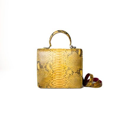 S'uvimol Bi Color (Yellow Python and Fuchsia Interior) Square F Top Handle Bag
