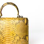 S'uvimol Bi Color (Yellow Python and Fuchsia Interior) Square F Top Handle Bag - Image 2