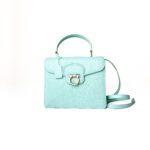 Salvatore Ferragamo Turquoise Leather Kelly Top Handle Bag