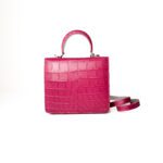 S'uvimol Crocodile F Square Top Handle Bag - Pink with Silver Interior