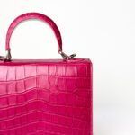 S'uvimol Crocodile F Square Top Handle Bag - Pink with Silver Interior - Image 2