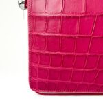 S'uvimol Crocodile F Square Top Handle Bag - Pink with Silver Interior - Image 4