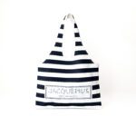 Jacquemus Le Sac Marcel Logo-Appliquéd Striped Stretch-Knit Tote Bag – Off-White & Navy