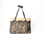 Valentino Garavani Nude Raffia & Black Lace Tote Bag - Image 3