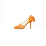 Bottega Veneta Tangerine Orange Mesh & Leather Stretch Lace-Up Sandals – Size 39.5 - Image 2