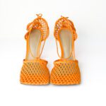 Bottega Veneta Tangerine Orange Mesh & Leather Stretch Lace-Up Sandals – Size 39.5 - Image 5