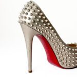 Christian Louboutin  Champagne/Gold 120mm Spiked Peep-Toe Pumps – Size 37.5 - Image 4