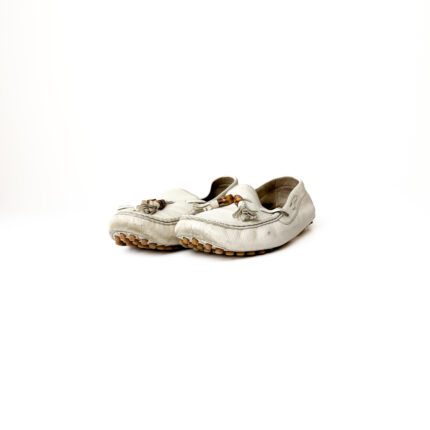 Gucci Bamboo Tassel Slip-On Beige Leather Loafers – Size 40