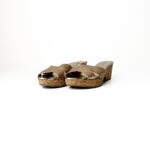 Jimmy Choo Metallic Gold Textured Leather Panna Cork Wedge Sandals Size 39