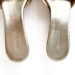 Jimmy Choo Metallic Gold Textured Leather Panna Cork Wedge Sandals Size 39 - Image 5