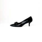 Prada Black Patent Leather Bow Pointed-Toe Pumps – Size 37 - Image 2