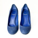 Christian Dior Electric Blue Suede Block Heel Round-Toe Pumps – Size 38 - Image 5