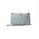 Valentino Grey Leather Medium Rockstud Glam Lock Flap Shoulder Bag - Image 3