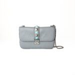 Valentino Grey Leather Medium Rockstud Glam Lock Flap Shoulder Bag