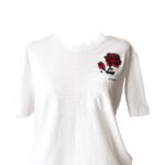 Guess Los Angeles White Rose-Embroidered Pocket T-Shirt – Size M - Image 2