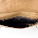 Carolina Herrera Metallic Bronze/Gold Embossed Leather Bow Clutch - Image 5
