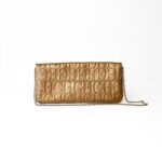 Carolina Herrera Metallic Bronze/Gold Embossed Leather Bow Clutch - Image 3