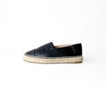 Chanel Black Leather CC Cap Toe Espadrille Flats Size 37 - Image 2