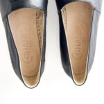 Chanel Black Leather CC Cap Toe Espadrille Flats Size 37 - Image 6