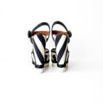 Dolce & Gabbana Monochrome Leather and Lizard Embossed Leather Ankle Strap Platform Wedge Sandals Size 37 - Image 3