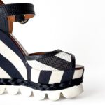 Dolce & Gabbana Monochrome Leather and Lizard Embossed Leather Ankle Strap Platform Wedge Sandals Size 37 - Image 7